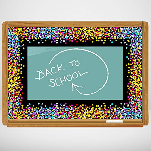 Youngever 52.5 ft Bulletin Board Borders Confetti Border for Classroom Decoration, Confetti on Black