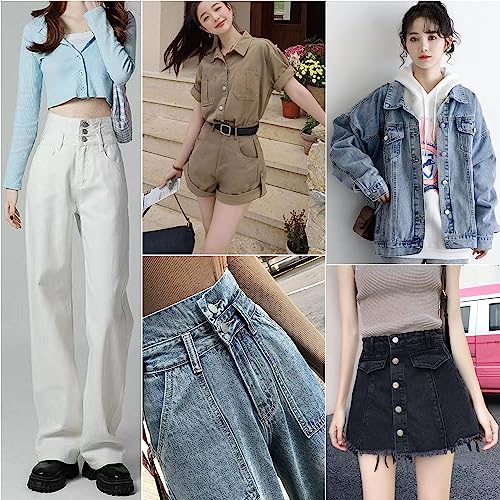 60 Sets Jean Buttons Pins, 17mm and 20mm No-Sew Removable Metal Buttons for Jeans, Jean Button Replacement Repair Combo Rivets and Screwdrivers in Storage Box, Women and Men's Jeans Clothing Supplies