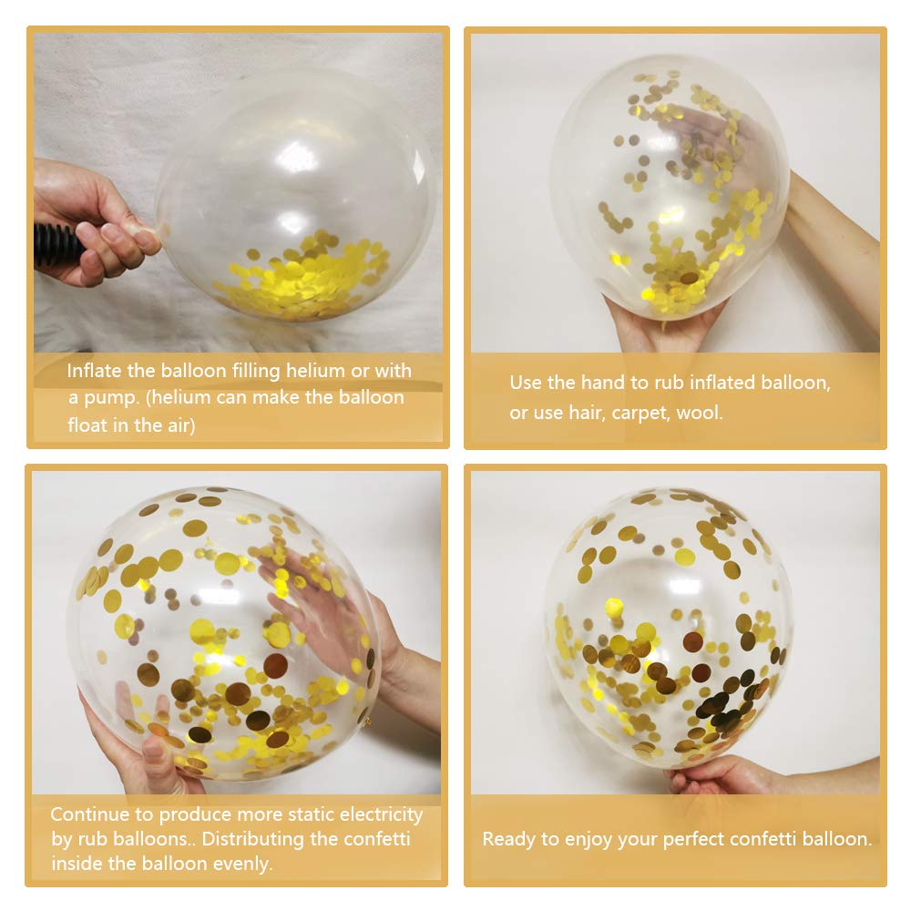 JOJO FLY 50 Pcs 12 Inches Black and Gold Balloons, Gold Confetti Balloons, Gold Metallic Latex Balloons for Birthday Party Decorations Graduation Balloon Garland Arch Kit, New Years Eve Decorations