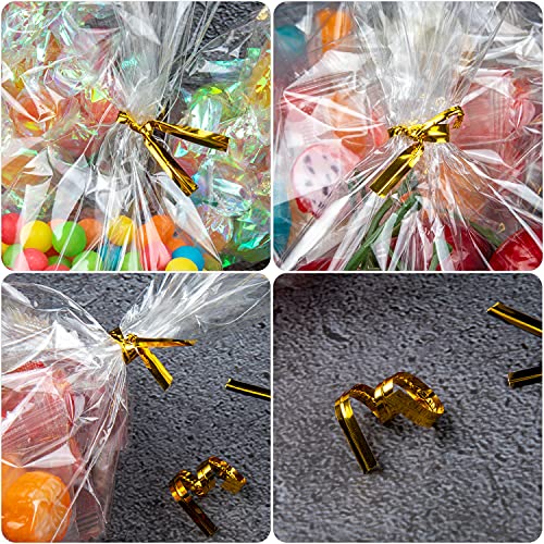 Labeol 300pcs Cellophane Treat Bags with Ties, Clear Goodie/Gift Bags For Candy, Cookie, Party Favor, Packaging, 6X9 5X7 4X6