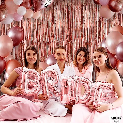 KatchOn, Rose Gold Fringe Curtain - XtraLarge 6.4x8 Feet, Pack of 2 | Rose Gold Backdrop, Bachelorette Party Decorations, Rose Gold Party Decorations | Rose Gold Streamers, Rose Gold Birthday Backdrop