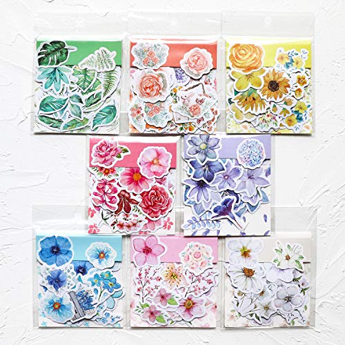 Knaid Flower Stickers Set (360 Pieces) Decorative Assorted Floral Sticker for Scrapbooking Planner Bullet Journals Supplies