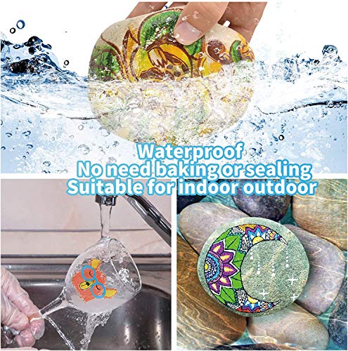 Oil Based Paint Pen, Permanent Paint Marker: Quick-Dry, Waterproof Paint Set of 12 for Rock Painting, Glass, Fabric, Ceramic, Wood, Metal, Mug, Plastic, Stone, Christmas Stencil Art Craft Supplies Kit