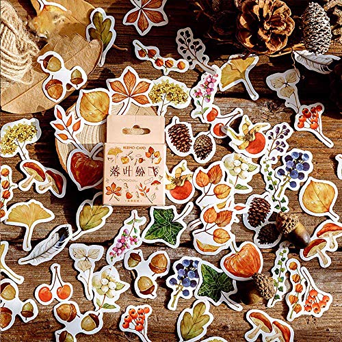 Small Size Fall Scrapbooking Laptop Stickers, 46pcs Doraking Boxed DIY Decoration Autumn Leaves Stickers for Laptop, Planners, Scrapbook, Suitcase, Diary, Notebooks, Album(Falling Leaves, 46pcs/ Box)