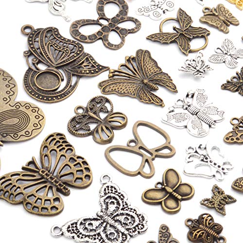 100g Mixed Butterfly Charms Vintage Fly Insect Pendant Charms for Necklace Bracelet Jewelry Making Crafting