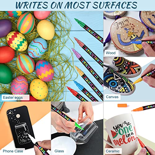 IVSUN 24 Colors Premium Extra Fine Point Acrylic Paint Marker Pens for Wood, Canvas, Stone, Rock Painting, Glass, Ceramic Surfaces, DIY Crafts Making Art Supplies