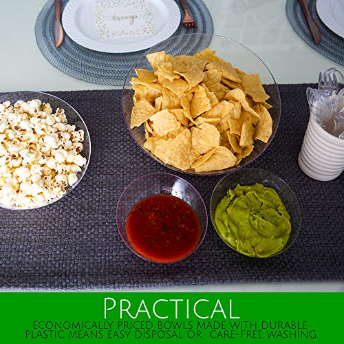 PLASTICPRO Disposable Angled Plastic Bowls Round Small Serving Bowl, Elegant for Party's, Snack, or Salad Bowl, Clear Pack of 8