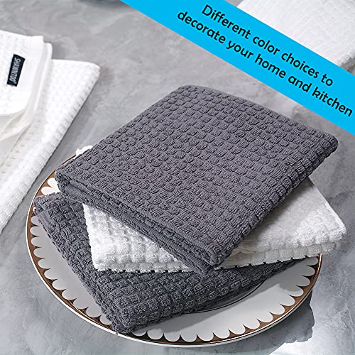 8Pack Kitchen Dish Towels ,100% Cotton Dish Cloths, Super Soft,Super Absorbent and Quick Drying Anti Odor,Very Suitable for Kitchen Cooking and Cleaning Kitchenware Washing,Drying Dishes (Gray)