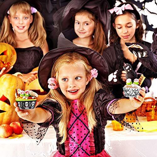 600 Pieces Halloween Cupcake Liners Halloween Pumpkin Colorful Donuts Baking Cups Disposable Paper Cupcake Wrappers Muffin Case Trays Baking Wraps for Halloween Birthday Party()