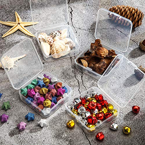 SATINIOR 24 Packs Small Clear Plastic Beads Storage Containers Box with Hinged Lid for Storage of Small Items, Crafts, Jewelry, Hardware (2.5 x 2.5 x 0.8 Inches)