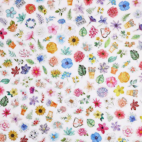 Knaid Flower Stickers Set (360 Pieces) Decorative Assorted Floral Sticker for Scrapbooking Planner Bullet Journals Supplies