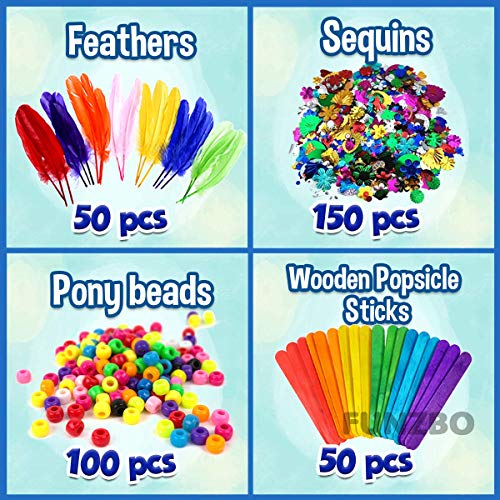 FUNZBO Arts and Crafts Supplies for Kids - Crafts for Kids ages 4-8, Kids Crafts, Preschool Learning Activities, School Kindergarten Art Project, Birthday Gift, Craft Kits for Girls Age 4-6, 6-8, 8-12