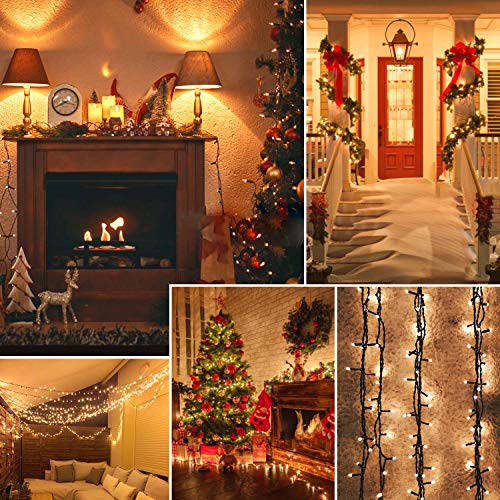 BHCLIGHT Extra-Long 95FT 240 LED Green Wire Christmas String Lights Outdoor/Indoor, Christmas Tree Lights with 8 Modes, Plug in String Lights for Party Christmas Decorations (Warm White)