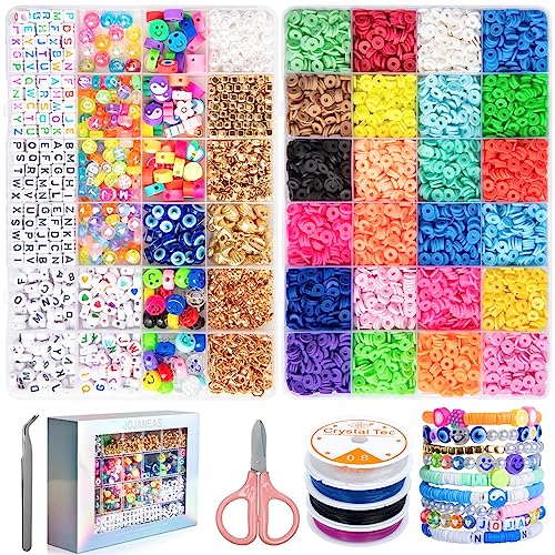 Bracelet Making Kit - 6800 PCS Beads Bracelet Kit Arts and Crafts for Kids - Jewelry Making Kit Crafts for Girls Adults - Bracelet Making Toys Gifts for Girls Teen Girls (48 Grids)