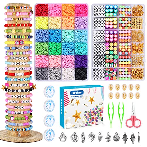 7400 Pcs Clay Beads Flat Round Clay Beads for Jewelry Making Crafts Gift for Girls Ages 3-12(2 Box)