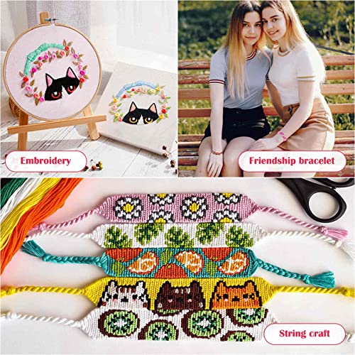 PAXCOO 488Pcs String Bracelet Making Kit, Friendship Bracelet String Kit with 50 Skeins Embroidery Floss Cross Stitch Thread, 400Pcs Friendship Bracelet Beads, 37Pcs Embroidery Tools and Storage Box