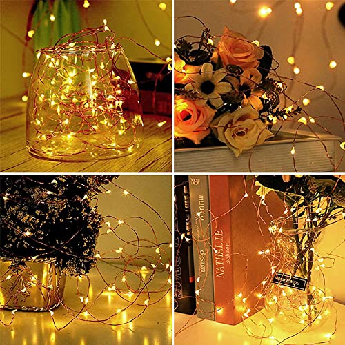 YOEEN 20 Pack Fairy Lights Battery Operated 3.3ft 20 LED Mini String Lights Copper Wire Firefly Starry Lights for Mason Jars Wedding Centerpieces Party Christmas Decor, Warm White