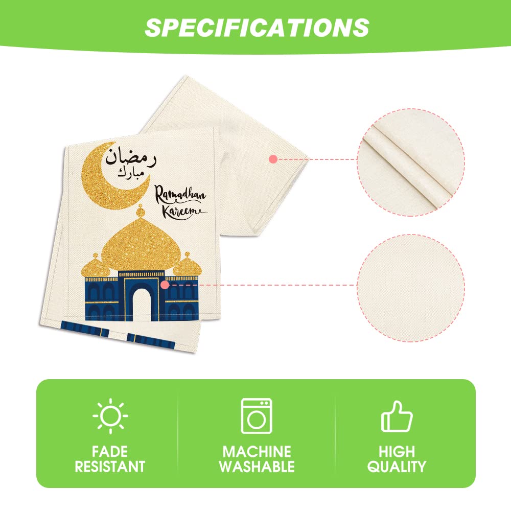 Artoid Mode Ramadan Table Runner, Seasonal Bling Bling Moon and Star Holiday Kitchen Dining Table Runners for Home Party Decor 13 x 72 Inch