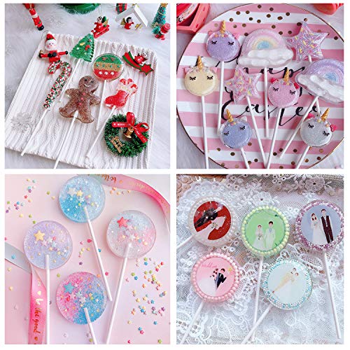Big Size Lollipop Cake Pop Treat Bag Set Including 100pcs Parcel Bags, 100pcs Papery Treat Sticks, 100pcs Colorful Metallic Twist Ties for Making Lollipops, Cake Pops, Candies, Chocolates and Cookies