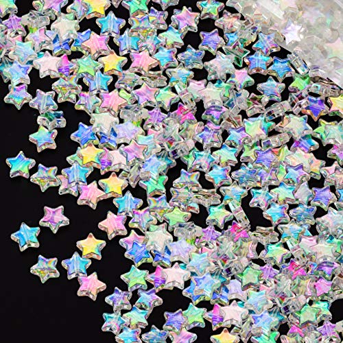 OIIKI 400 PCS Acrylic Star Shape Beads, Star Shape Charming Beads, Clear Acrylic 10mm Beads for DIY Jewelry Craft Making Necklace Bracelet Supplies (4 Pack x 100 PCS)