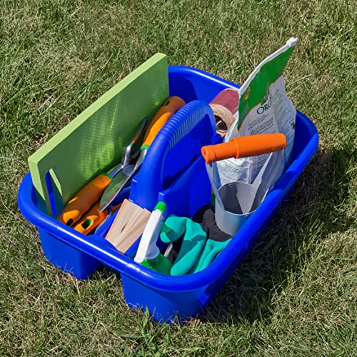 Akro-Mils 09185 Plastic Tote Tool & Supply Cleaning Caddy with Handle, (18-3/8-Inch x 13-7/8-Inch x 9-Inch), Blue (09185BLUE)