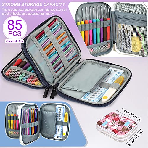 Katech Crochet Hooks Kit with Case, 85-Piece Crochet Hooks Set, Ergonomic Crochet Hook Crochet Needles Weave Yarn Kits DIY Hand Knitting Art Tools for Beginners and Experienced Crochet Lovers