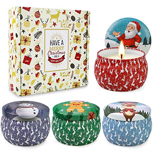 JXDLSQ Christmas Scented Candles Gifts Set for Women,Aromatherapy Candles for Home Scented,4.4Oz Soy Wax Jar Candle for Xmas,Brithday Gifts | Christmas Cookie | Apple Fragrance