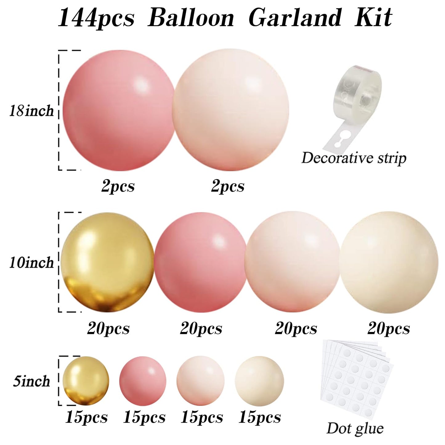 Boho Blush Balloon Garland Kit,144pcs Retro Pink Balloons with Pastel Orange Sand White and Metallic Gold Latex Balloons for Girl Women Baby Shower Bridal Shower Wedding Birthday Party Decorations…