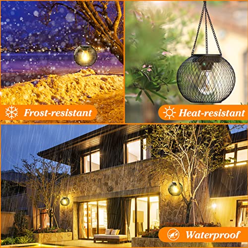 Solar Lantern Outdoor, KagoLing Upgraded Hanging Solar Lights Outdoor Garden Christmas Decorations Decorative Lighting Solar Powered Waterproof Tree Lantern for Garden Yard Patio Pathway, 2 Pack