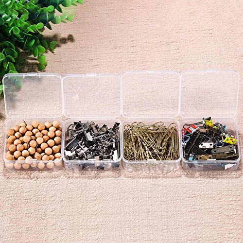 SATINIOR 12 Pack Clear Plastic Beads Storage Containers Box with Hinged Lid for Beads and More (3.3 x 3.3 x 1.2 Inch)