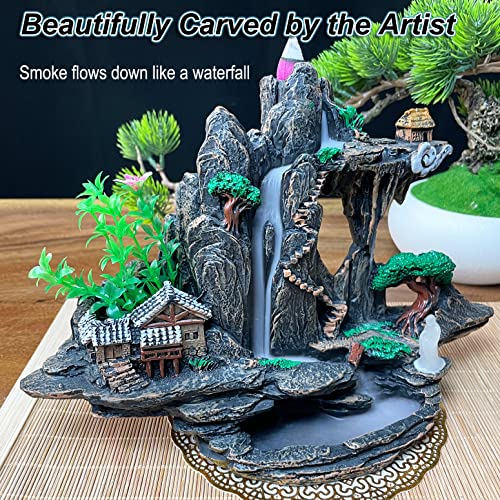 Zvaiuk Mountain Waterfall Incense Burner，Backfall Incense Holder River, Incense Falls Meditation Decor for Room with Upgrade Incense Cones and Accessories