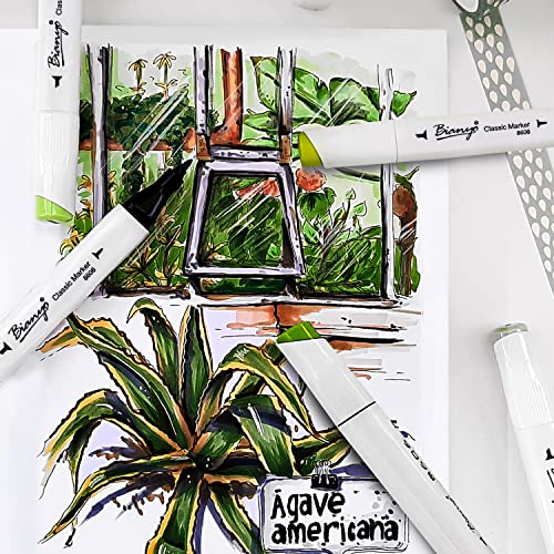 Bianyo Classic Alcohol Markers Set, Pack of 72, Dual Tip Bullet & Chisel Art Marker, Black Case with a Designable Card for Coloring, Drawing, Sketching, Outlining