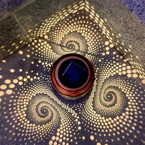 Mosaic Solar Lanterns Outdoor Bohemian Solar Lantern Outdoor Waterproof Blue Mosaic Table Light Turkish Moroccan Lamp Mosaic Decorations Yard Patio Table Decor for Garden