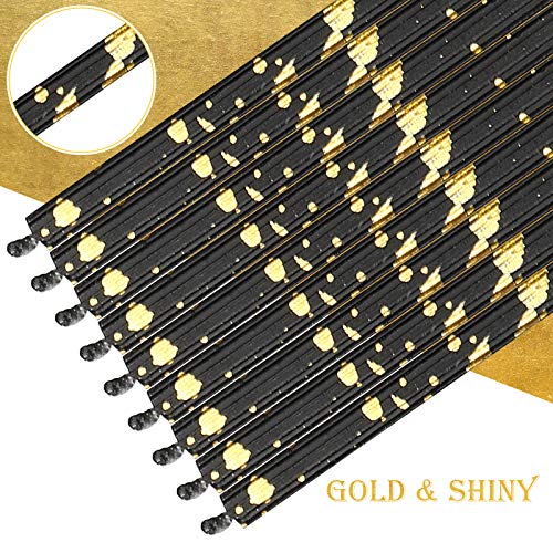 Threlaco 24 Pieces Birthday Candles Long Thin Cake Candle Cupcake Candles for Birthday Wedding Anniversary Graduation Retirement Party Decoration (Black Gold)