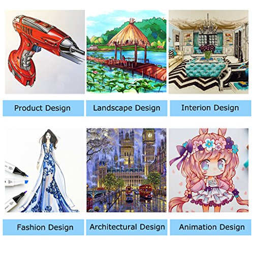 Caliart Alcohol Markers, 100 Colors Dual Tip Art Markers Sketch Markers Pens Permanent Alcohol Based Markers with Case for Adult Kids Halloween Drawing Sketching (White Barrel)