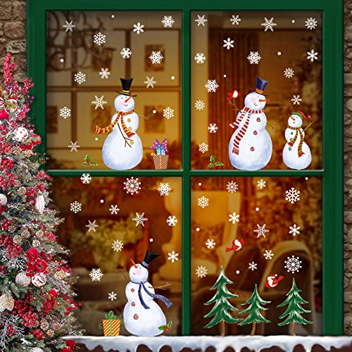 Christmas Windows Clings Christmas Snowflake Window Clings Stickers for Glass,Xmas Christmas Window Stickers for Winter Party Christmas Decorations