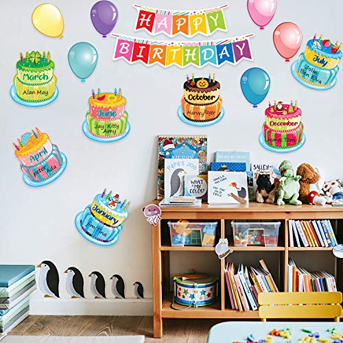 20 Pieces Happy Birthday Bulletin Board Set Birthday Wall Classroom Decoration Cutouts for Calendars Bulletin Boards Classrooms (Bright Style)