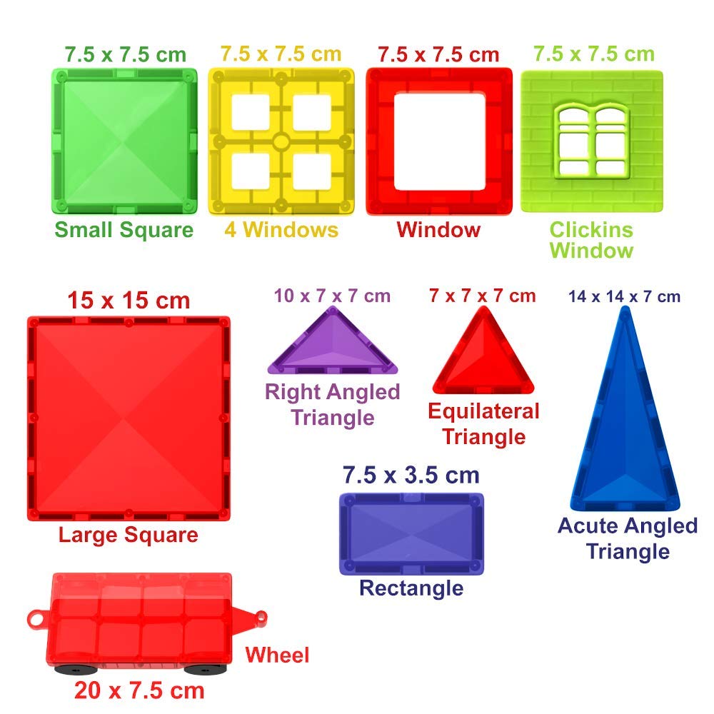 Desire Deluxe Magnetic Tiles Blocks Building Set for Kids – Learning Educational Toys for Boys Girls for Age 3-8 Year-Old – Birthday Present Gift (57PC)