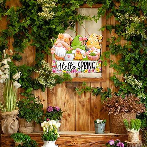 Spring Welcome Door Sign Decor Gnomes Spring Hanging Sign Easter Wooden Signs Decorative Wall Plaque Rustic Front Door Yard Farmhouse Home Spring Harvest Decorations