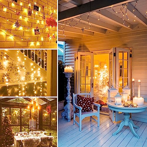 SANJICHA Extra-Long 66FT String Lights Outdoor/Indoor, 200 LED Upgraded Super Bright Christmas Lights, Waterproof 8 Modes Plug in Fairy Lights for Bedroom Party Wedding Garden (Warm White)