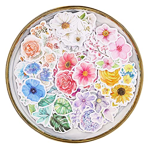 Knaid Flower Stickers Set (360 Pieces) Decorative Assorted Floral Sticker for Scrapbooking Planner Bullet Journals Supplies