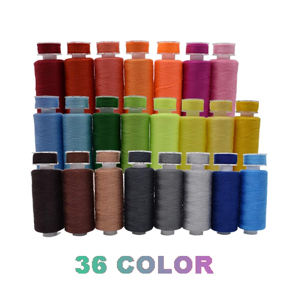 72Pcs Bobbins Sewing Threads Kit, 36 Colors Spools 360Yards per Polyester Thread, 36 Colors Prewound Bobbin with Case for Hand Machine Sewing