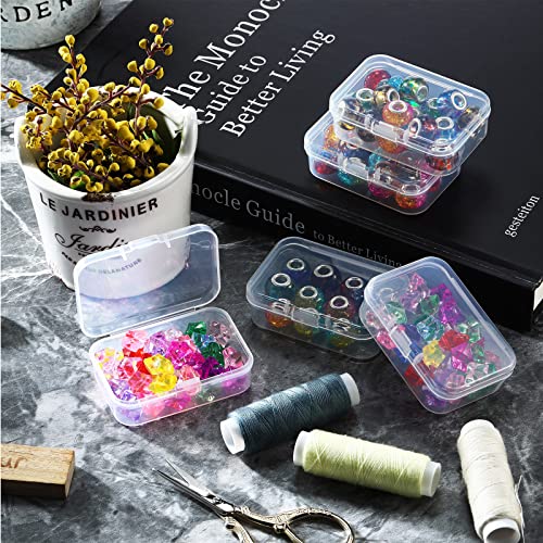 SATINIOR 24 Packs Small Clear Plastic Beads Storage Containers Box with Hinged Lid for Storage of Small Items, Crafts, Jewelry, Hardware (2.5 x 1.7 x 0.8 Inches)