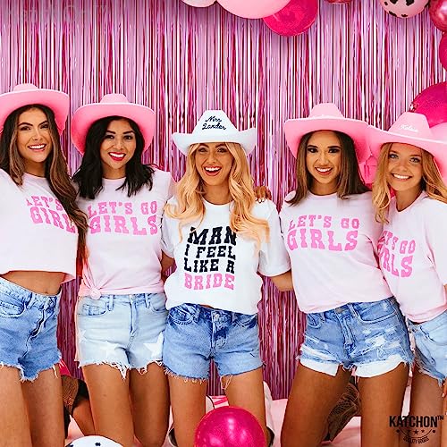 KatchOn, Pink Backdrop for Pink Party Decorations - XtraLarge 6.4x8 Feet, Pack of 2 | Pink Foil Fringe Curtain | Pink Fringe Backdrop for Pink Streamers Party Decorations, Pink Birthday Decorations