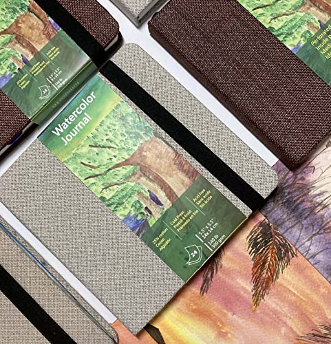 Square Watercolor Journal, 5.5x5.5”, 140 LB, 300 GSM, tumuarta Cotton Paper, Cold Press, 24 Sheets, 48 Pages, Watercolor Paper Sketch Books for Use As Mix Media Pad On The Go