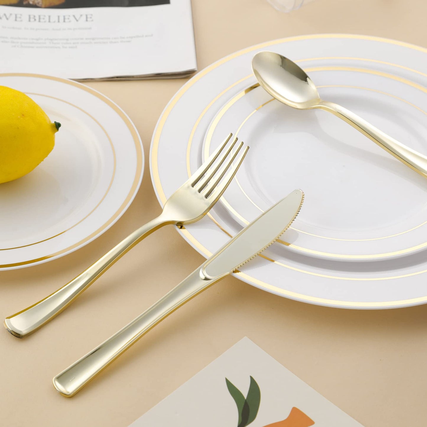 N9R 72Pcs Gold Plastic Forks, Solid, Durable and Heavy Duty Plastic Forks, Perfect Utensils for Parties, Weddings and other Formal Events