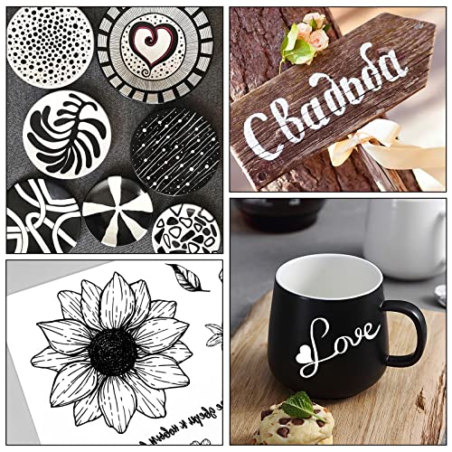 White Paint Pen, 8 Pack 0.7mm Acrylic Paint Pens Acrylic Markers 6 White 2 Black Paint Pens for Rock Painting Wood Canvas Glass Metallic Ceramic Tire Graffiti Paper Drawing, Extra Fine Tip Opaque Ink