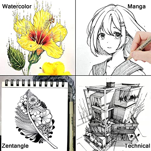 Micro Fineliner Drawing Art Pens: 12 Black Fine Line Waterproof Ink Set Artist Supplies Archival Inking Markers Liner Professional Sketch Outline Crafts Anime Sketching Watercolor Zentangle Kit Stuff