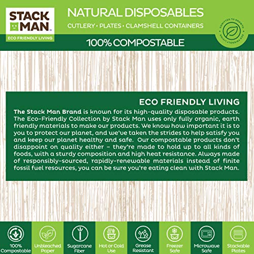 100% Compostable Paper Plates, Heavy Duty Disposable Plates [125-Pack] 9 Inch Plates - Eco-Friendly, Biodegradable Sugarcane Bagasse, Natural Unbleached Brown 9" Dinner Paper Plate Disposable