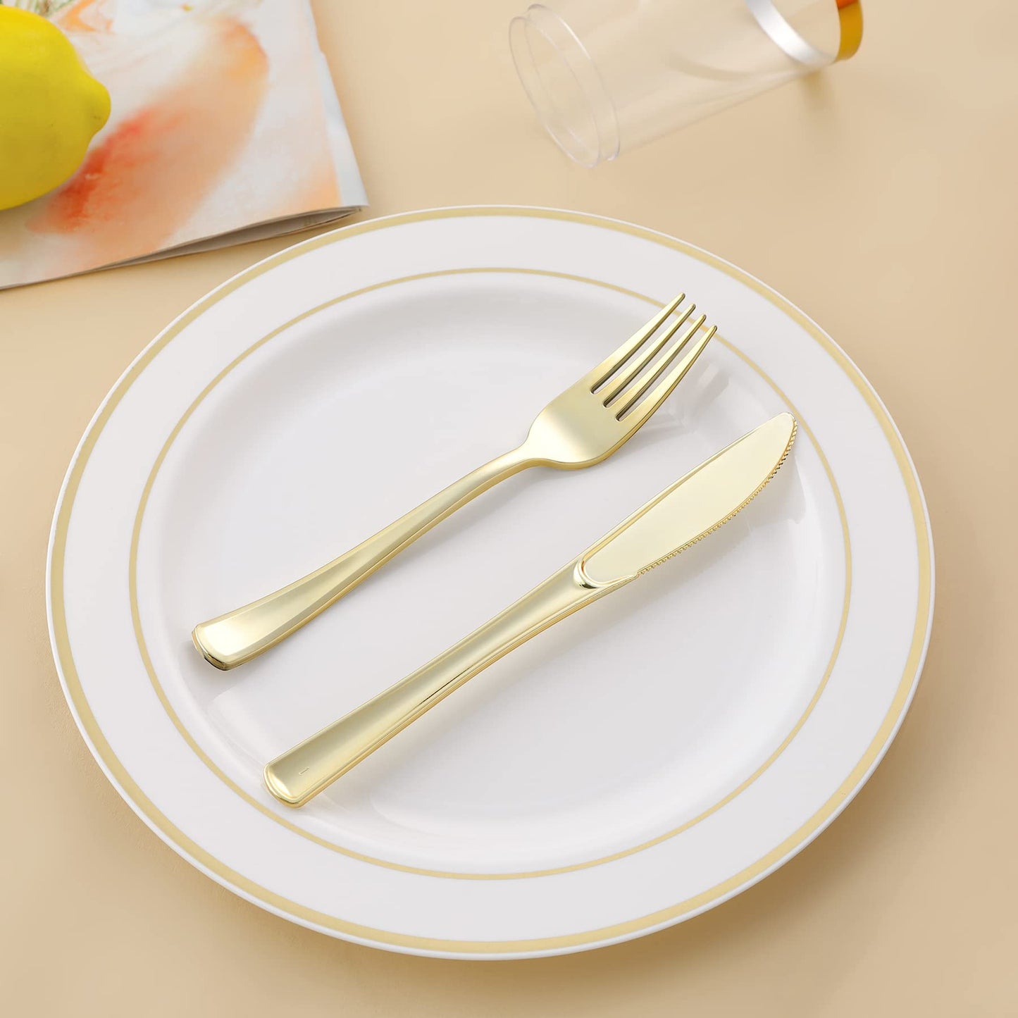 N9R 72Pcs Gold Plastic Forks, Solid, Durable and Heavy Duty Plastic Forks, Perfect Utensils for Parties, Weddings and other Formal Events